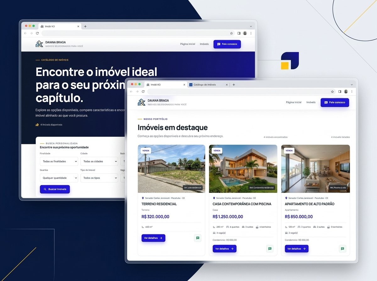Catálogo de imóveis com fotos, preços e informações