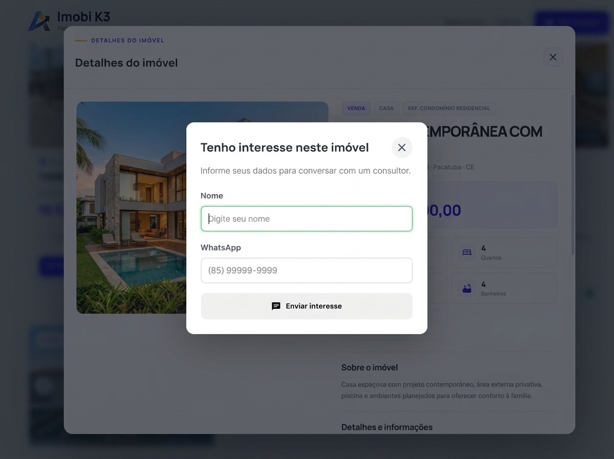 Exemplo de imóvel com opção de contato pelo WhatsApp