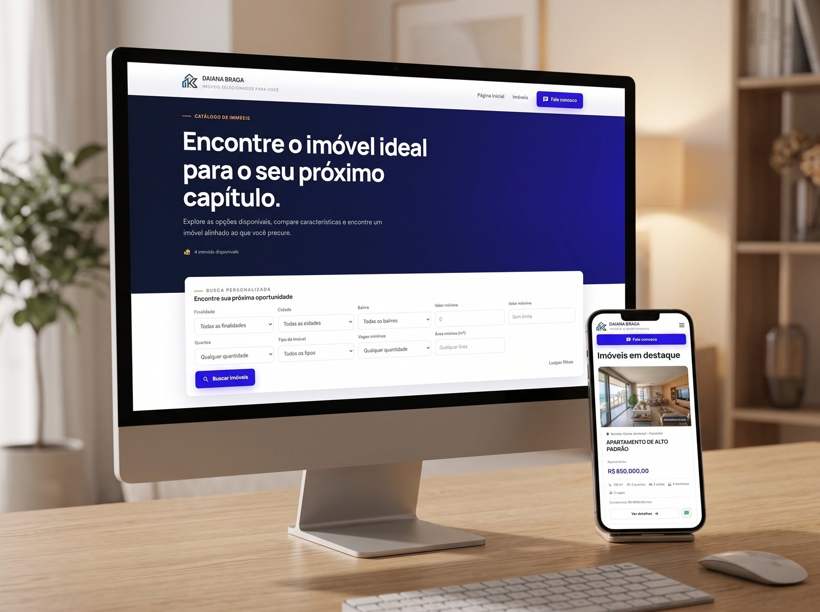 Prévia de um site imobiliário desenvolvido com o Imobi K3
